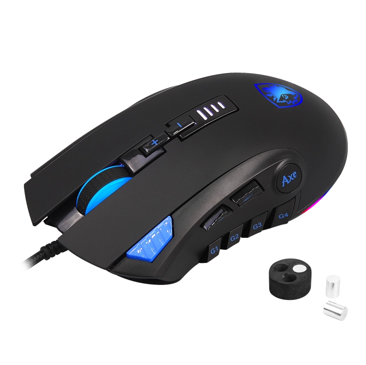 SADES S12 Axe, RGB Gaming Oyuncu Mouse - Siyah/Mavi