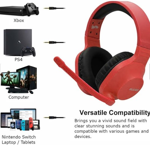 SADES SA-721 Spirits Mikrofonlu Kablolu Çok Platformlu Gaming Oyuncu Kulaklığı - Kırmızı