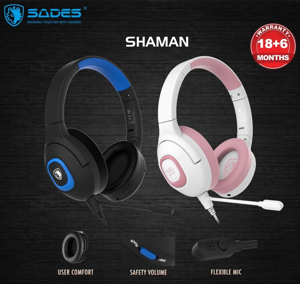 SADES Shaman, Mikrofonlu, Kablolu, Multiplatform Gaming Kulaklık - Siyah