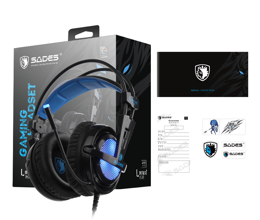 SADES SA-904 Locust Plus Mikrofonlu Kablolu Sanal 7.1 PC Gaming Oyuncu Kulaklığı - Siyah/Mavi