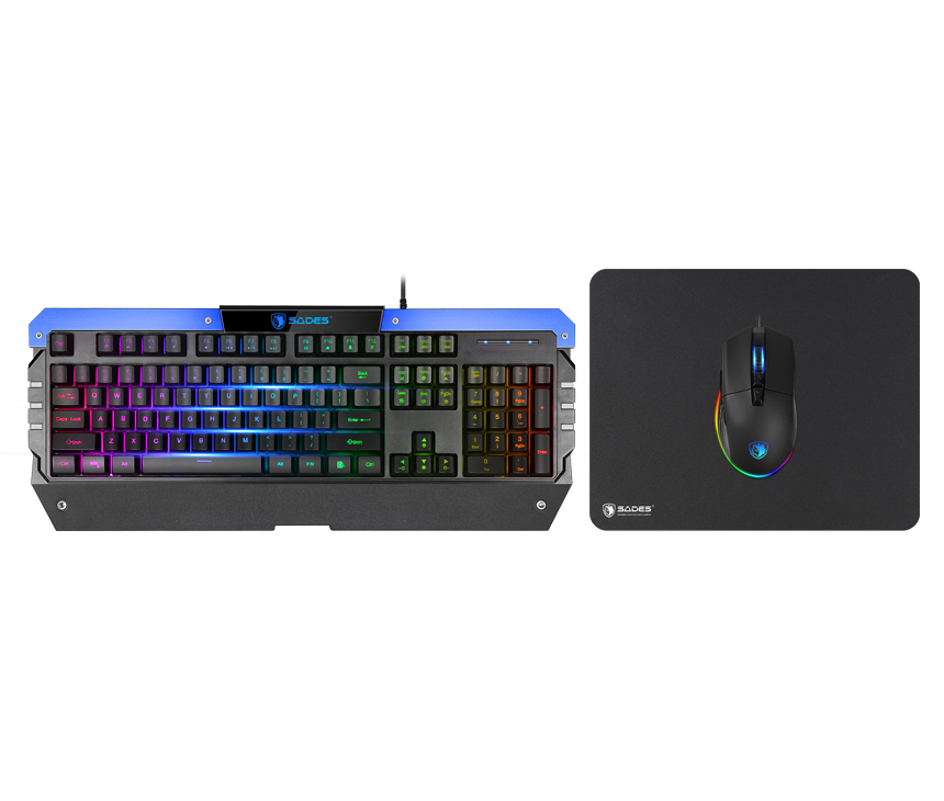 SADES SA-D10 Battle Ram RGB Klavye+Mouse+Mouse Pad Combo Gaming Oyuncu Seti - Siyah