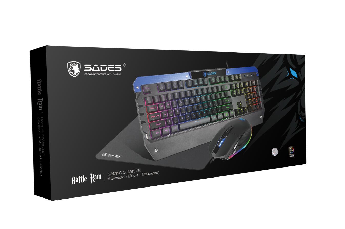 SADES SA-D10 Battle Ram RGB Klavye+Mouse+Mouse Pad Combo Gaming Oyuncu Seti - Siyah
