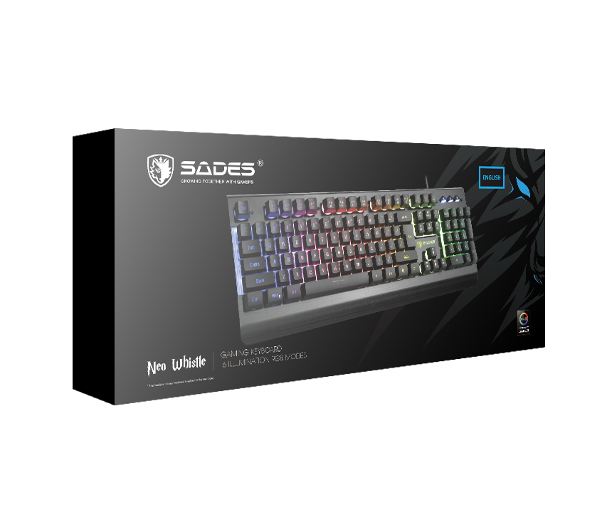 SADES SA-KB105 Neo Whistle Membrane RGB Gaming Oyuncu Klavyesi - Siyah