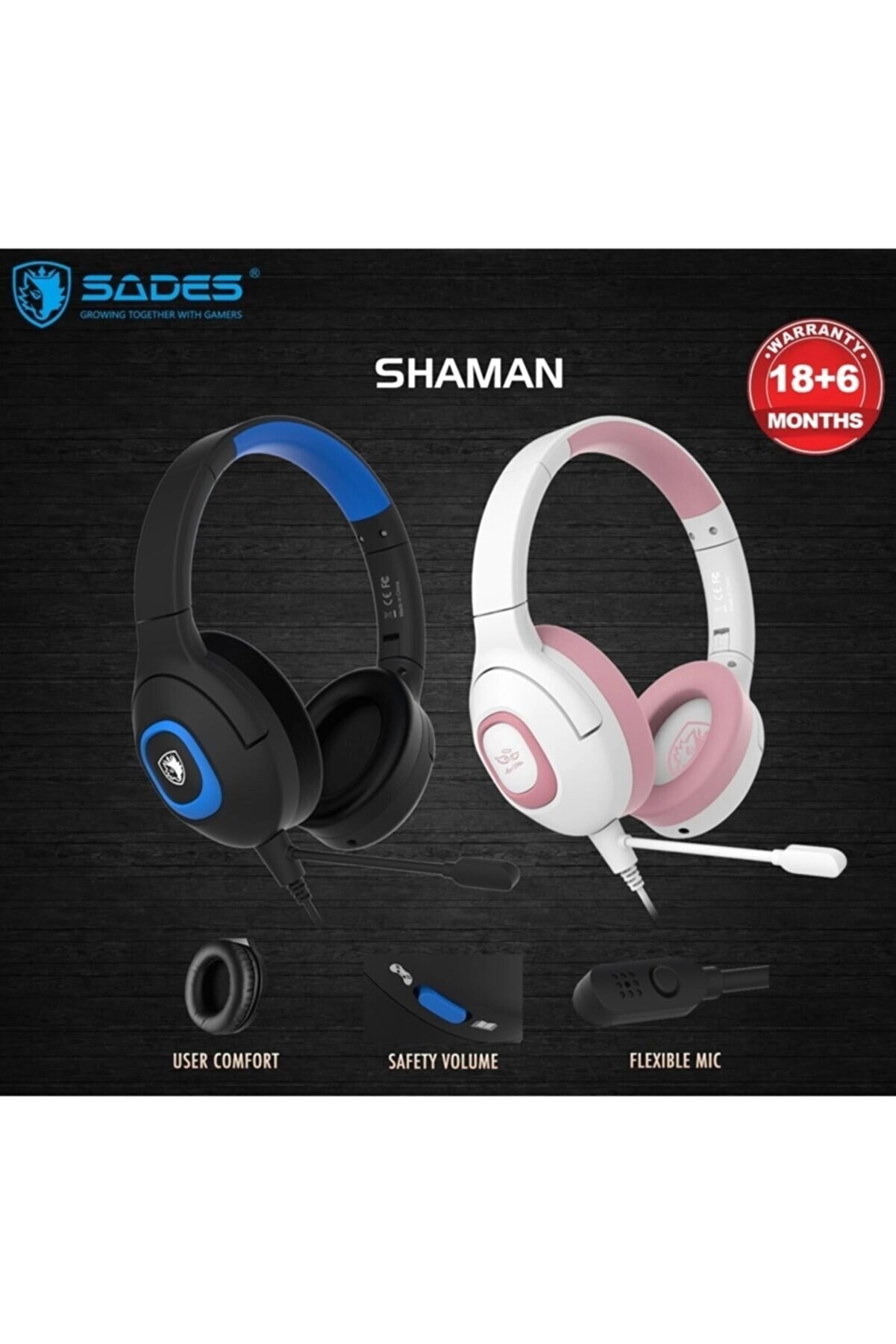 SADES Shaman, Mikrofonlu, Kablolu, Multiplatform Gaming Kulaklık - Pembe