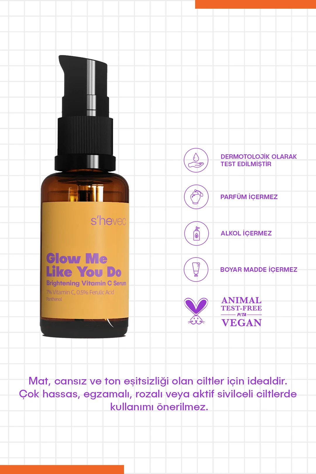 She Vec, Glow Me Like You Do, Aydınlatıcı ve Cilt Tonu Eşitleyici, Leke Karşıtı, C Vitamini, Serum - 30 ml