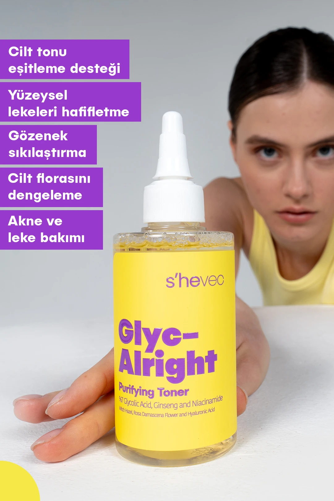 She Vec, Glyc Alrıght, Tüm Ciltler İçin, Gözenek Sıkılaştırıcı, Leke Karşıtı, Tonik - 200 ml