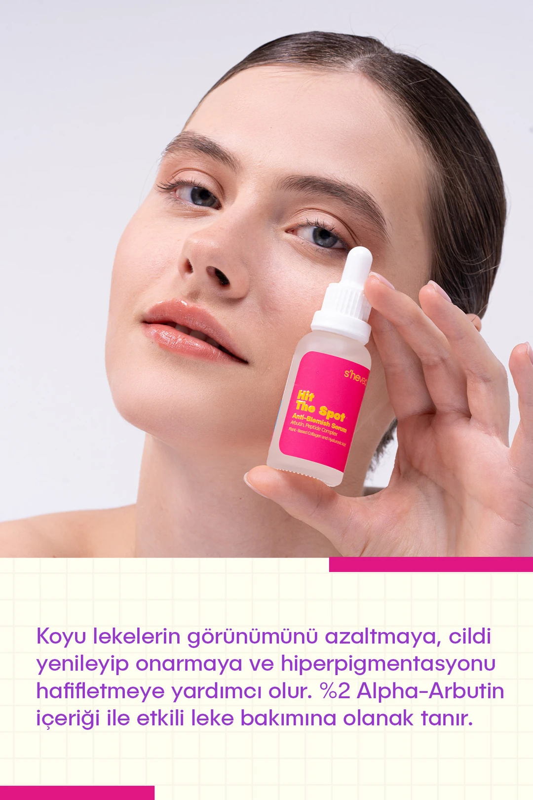 She Vec, Hit The Spot, Leke Bakımı, Arbutin ve Peptit Kompleksi İçeren Serum - 30 ml