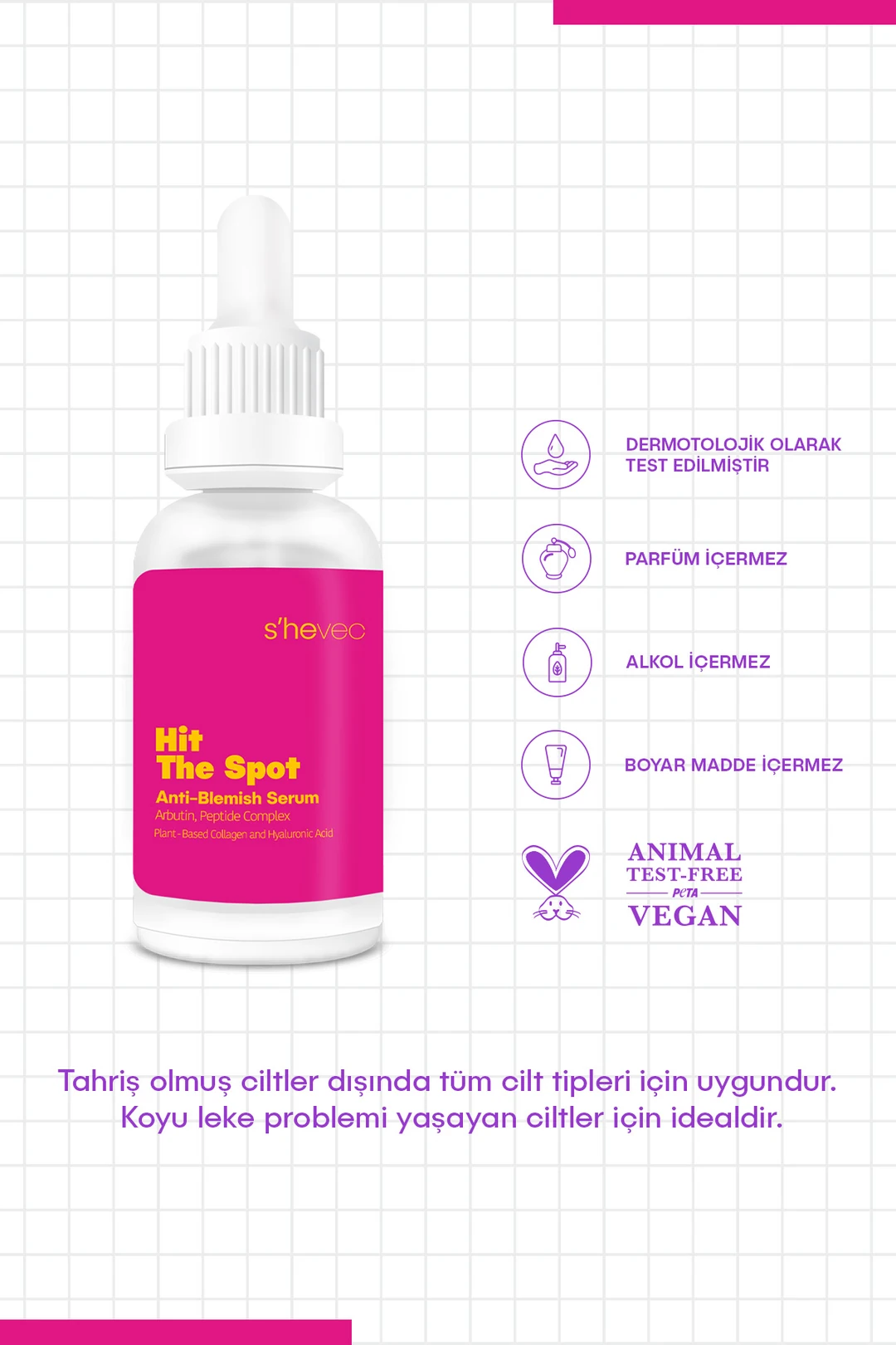She Vec, Hit The Spot, Leke Bakımı, Arbutin ve Peptit Kompleksi İçeren Serum - 30 ml