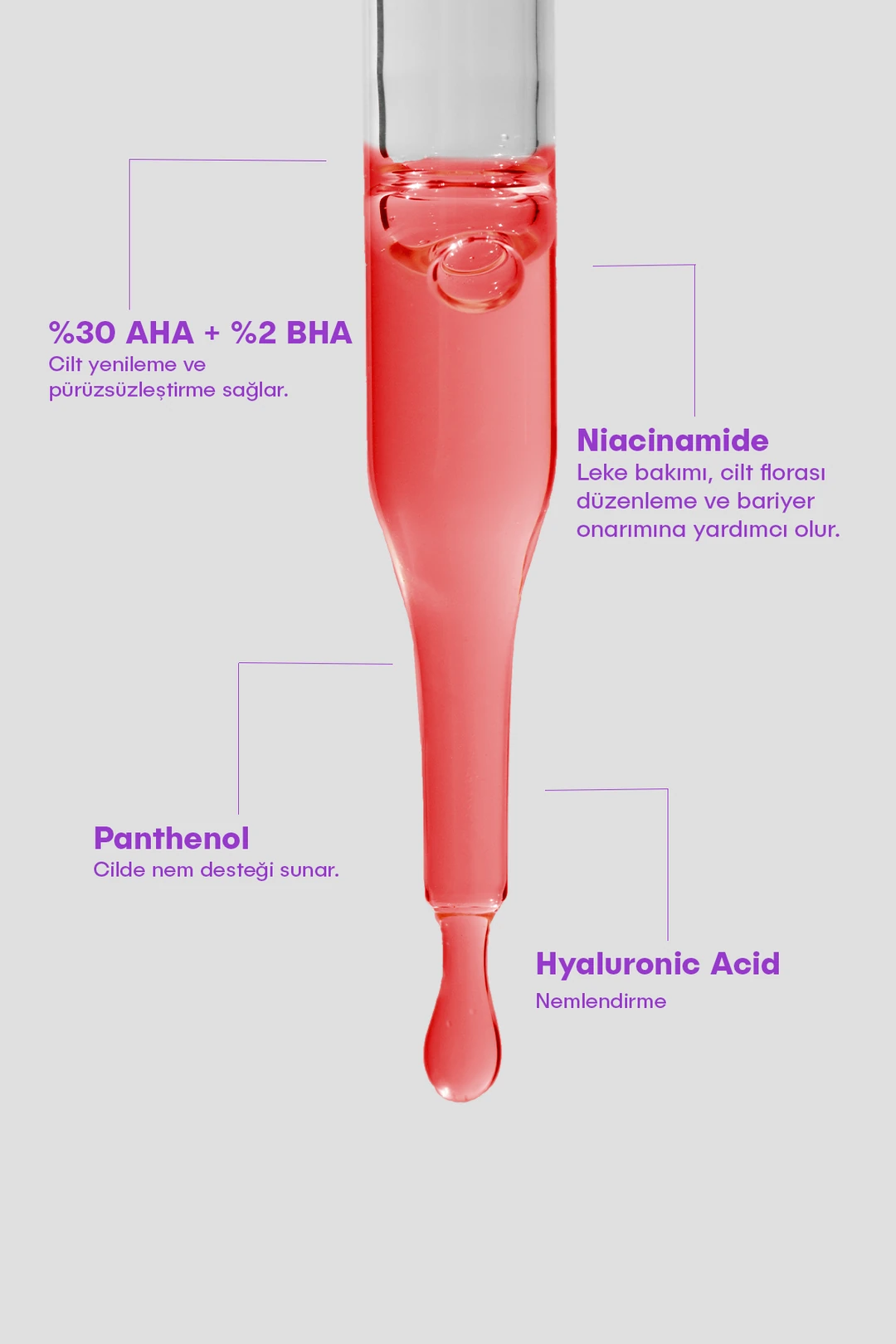 She Vec, Red Velvet Face, AHA %30 & BHA %2, Cilt Tonu Eşitleyici, Arındırıcı, Kırmızı Peeling, Serum - 30 ml