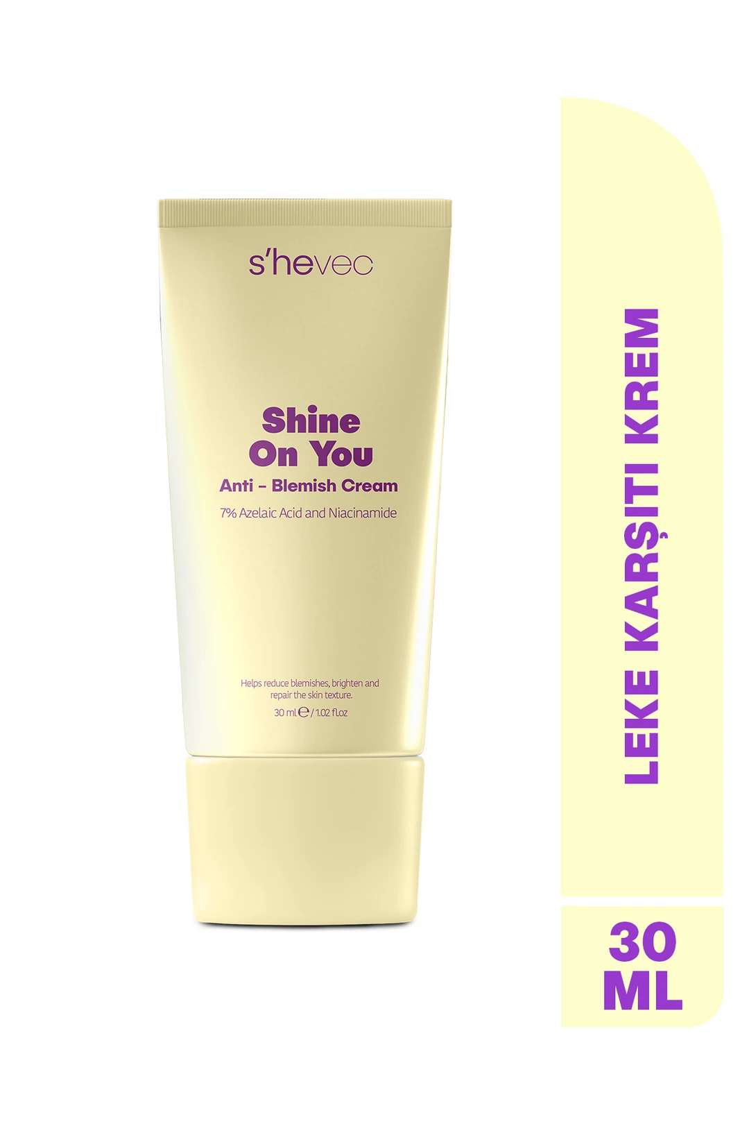 She Vec, SHINE ON YOU, Azelaik Asit, Hassas Ciltler İçin, Akne ve Leke Karşıtı, Bariyer Koruyucu Krem - 30 ml