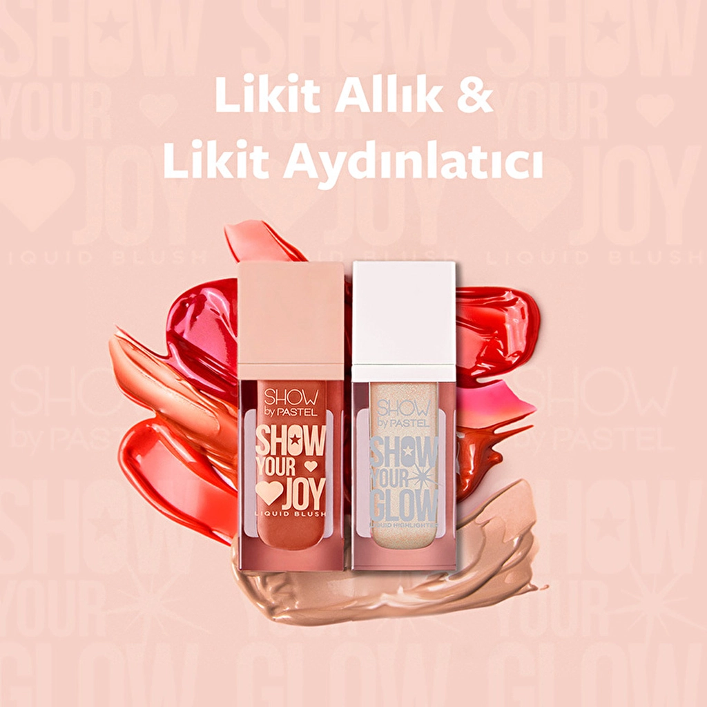 Show by Pastel, Mix & Match, Glow Liquid Highlighter, 72 & Joy Liquid Blush 57