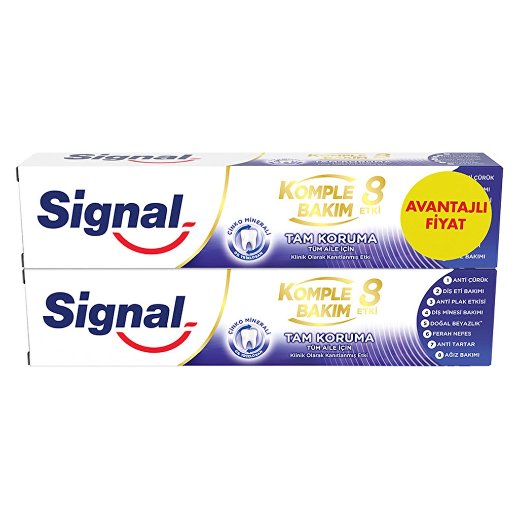 Signal, Diş Macunu, Komple Bakım 8 Etki Tam Koruma - 75 ml x 2 Adet