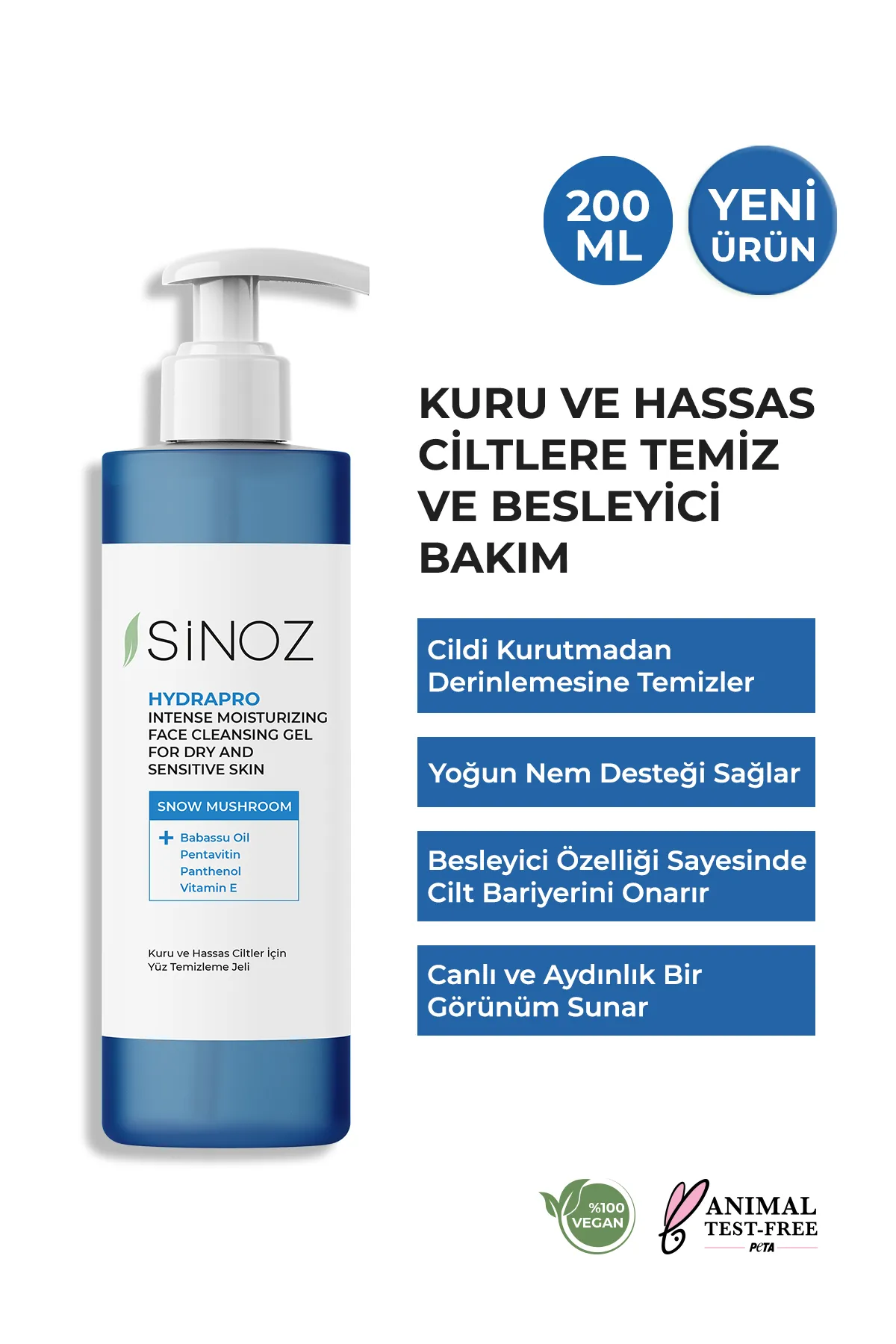Sinoz, Kuru ve Hassas Ciltler, Yüz  Temizleme Jeli - 200 ml