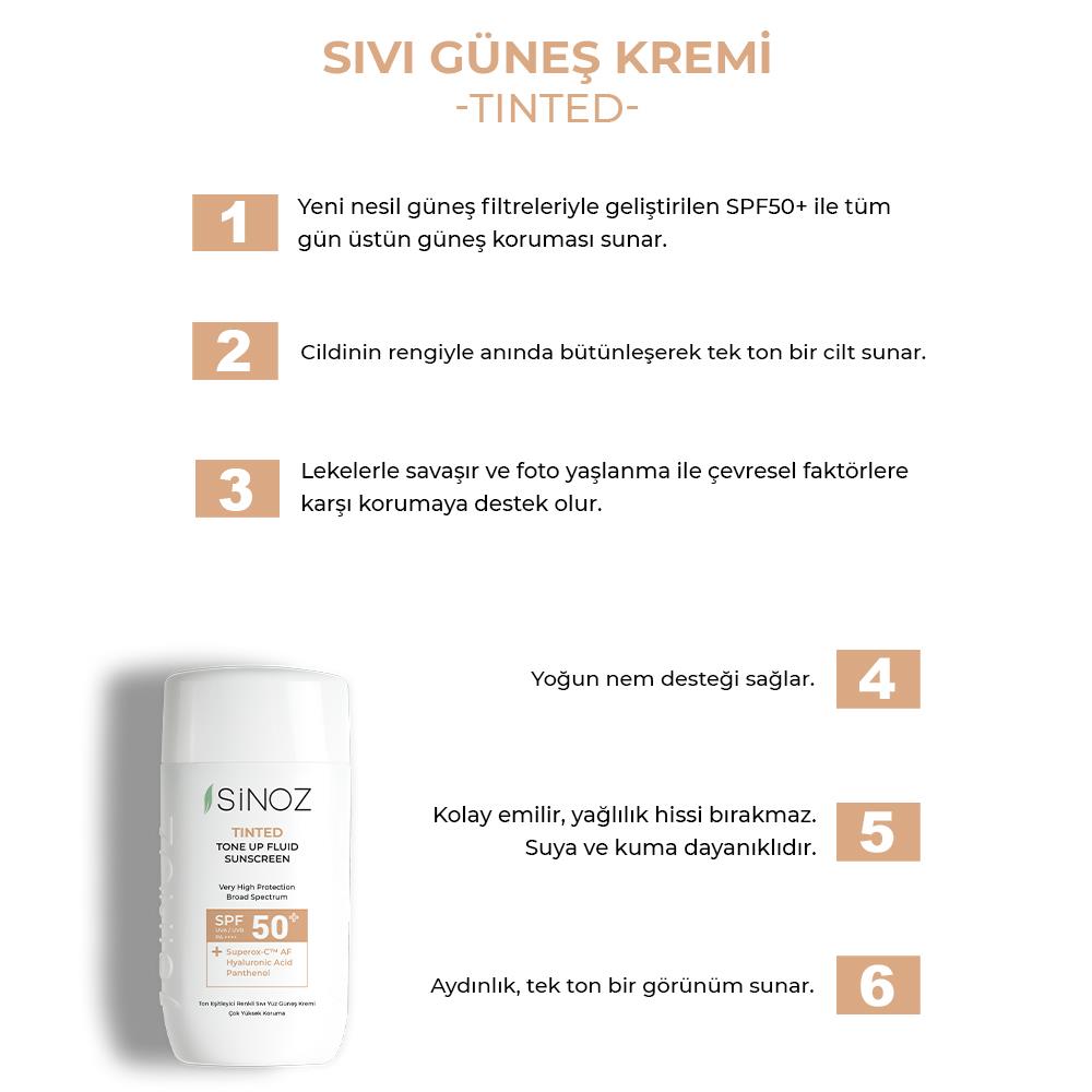 Sinoz, Tinted Sıvı Güneş Kremi Spf50+ - 50 ml