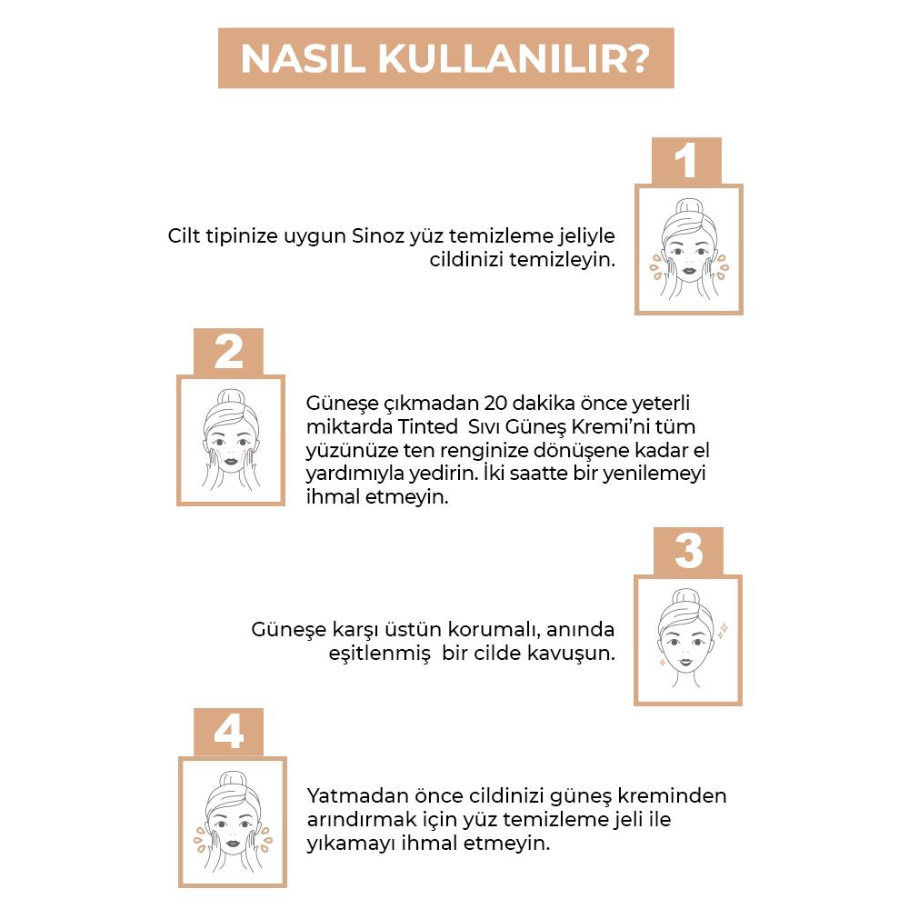 Sinoz, Tinted Sıvı Güneş Kremi Spf50+ - 50 ml