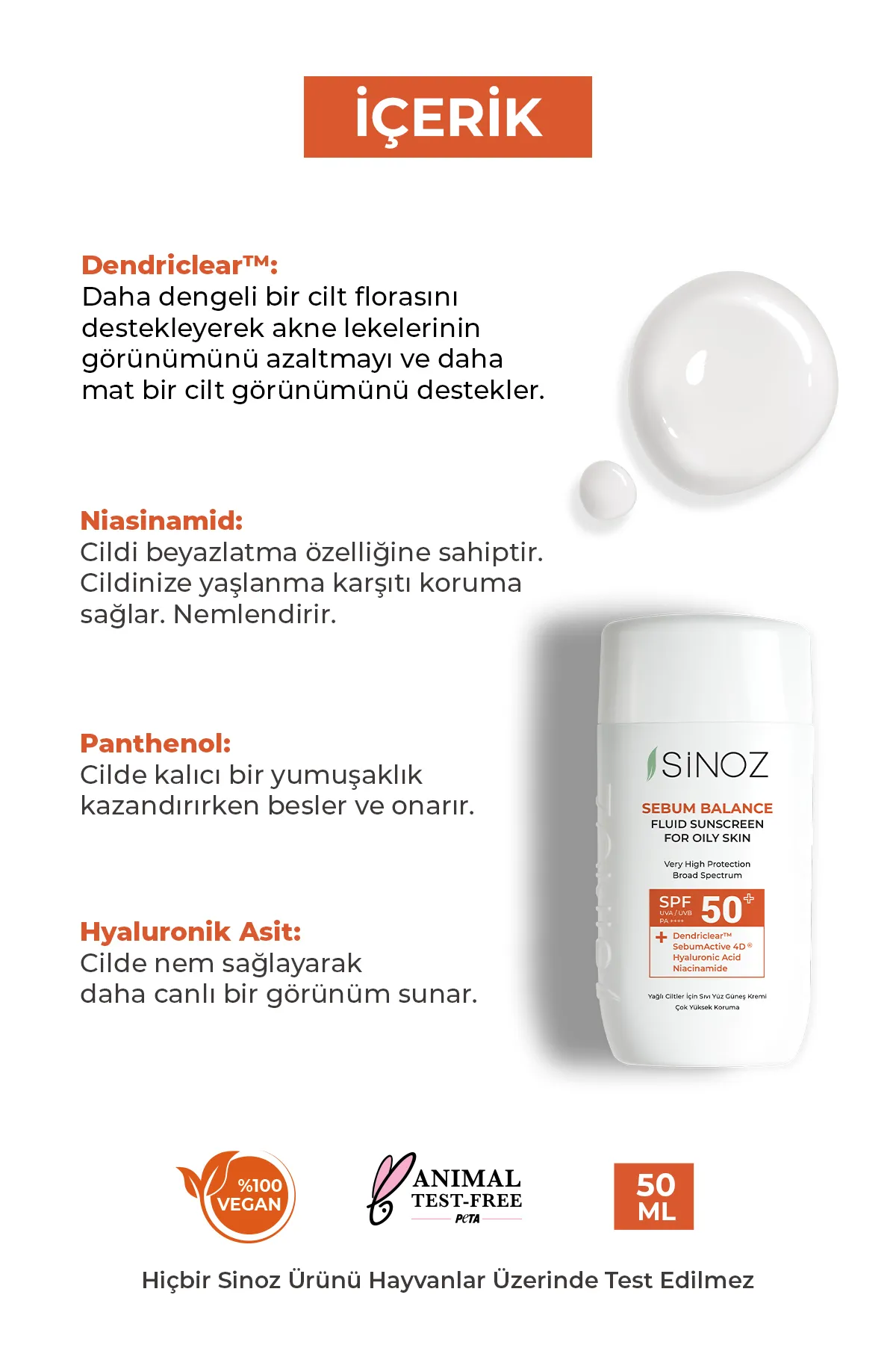 Sinoz, Yağlı Ciltler İçin, Yüz Güneş Kremi SPF50+ - 50ml