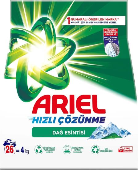 ARIEL Toz Çamaşır Deterjanı Dağ Esintisi Beyazlar İçin, 4 kg