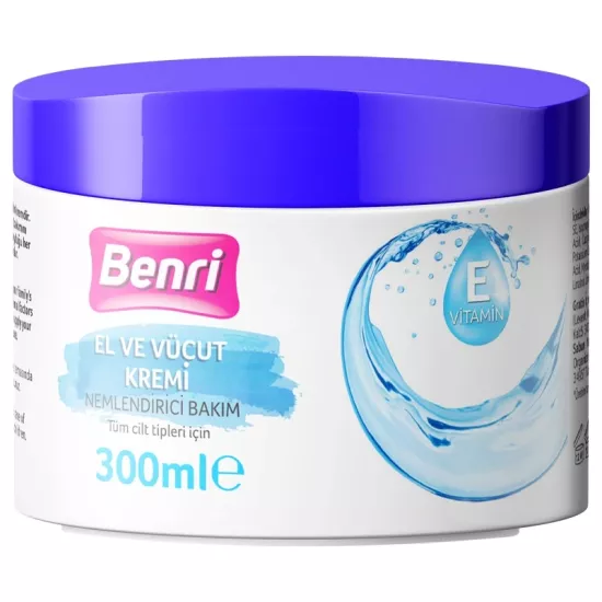 Benri, Nemlendirici Bakım El ve Vücut Kremi - 300 ml