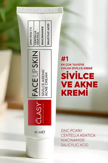 Clasy Care, Face Up Skin, Sivilce ve Akne Kremi - 40 ml