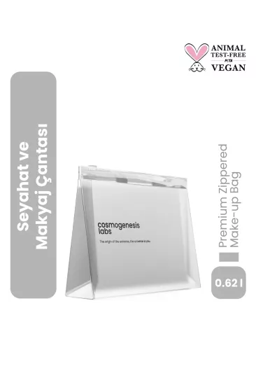 Cosmogenesis Labs, Unisex Geri Dönüştürülebilir, Şeffaf Plastik Kilitli, Premium Seyahat ve Makyaj Çantası
