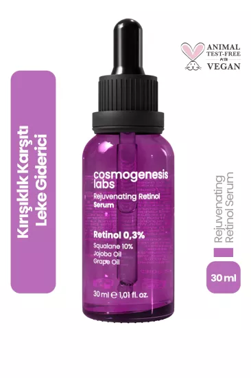 Cosmogenesis Labs, Canlandırıcı, Yaşlanma, Kırışıklık Karşıtı, Retinol Serum - 30 ml
