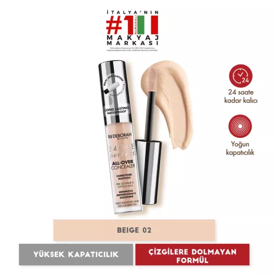 Deborah, 24Ore All Over Kapatıcı, Waterproof - 02 Beige