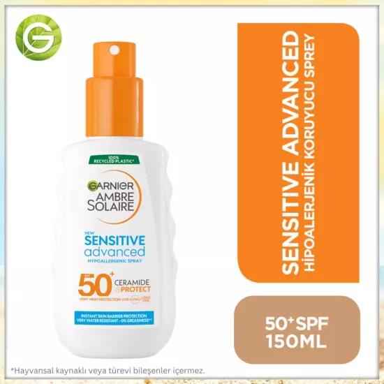 Garnier, Ambre Solaire Sensitive, Advanced Hipoalerjenik, Güneş Koruyucu Sprey, SPF50 - 150 ml