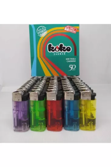 Koko 109 Şeffaf Taşlı Çakmak x 50 Adet   