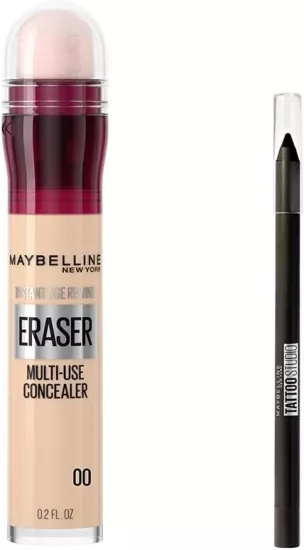 Maybelline New York, Instant Anti Age Eraser Kapatıcı, 00 Ivory & Mini, Tattoo Liner Gel Pencil, Makyaj Seti