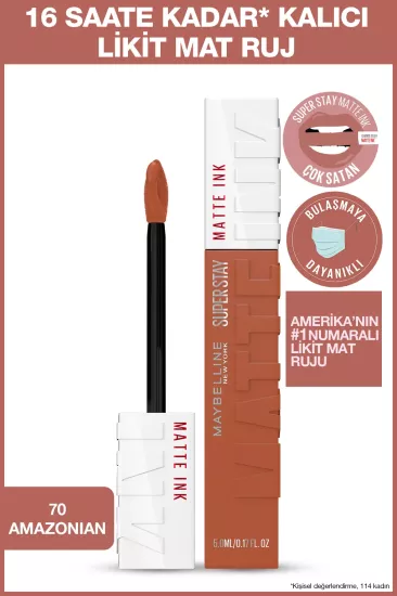 Maybelline New York, Super Stay Matte Ink Unnude, Likit Mat Ruj - 70 Amazonian
