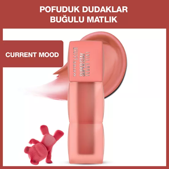 Maybelline, Super Stay, Teddy Tint, Uzun Süre Kalıcı, Likit Mat Tint - 10 Current Mood