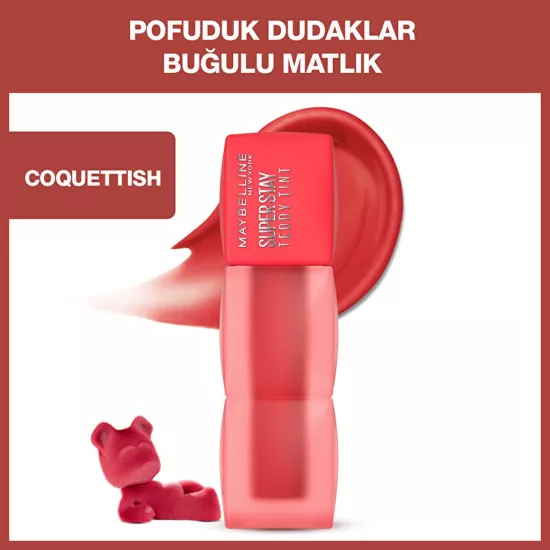 Maybelline, Super Stay, Teddy Tint, Uzun Süre Kalıcı, Likit Mat Tint - 30 Coquettish