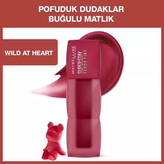 Maybelline, Super Stay, Teddy Tint, Uzun Süre Kalıcı, Likit Mat Tint - 50 Wild at Heart