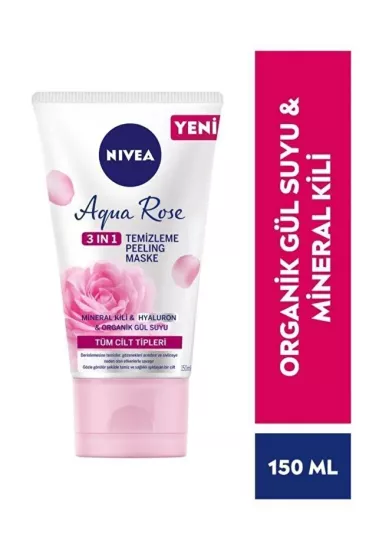 NIVEA, Aqua Rose, 3 in 1 Temizleme Peeling Maske - 150 ml