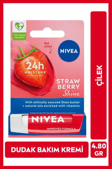 NIVEA Çilek Dudak Bakım Kremi ve Parlatıcısı 4.8 gr