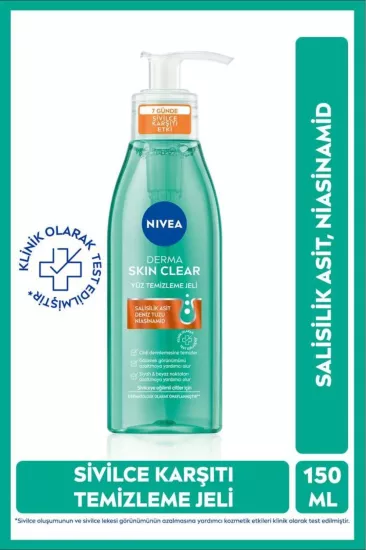NIVEA, Derma Skin Clear, Sivilce Karşıtı, Yüz Temizleme Jeli - 150 ml