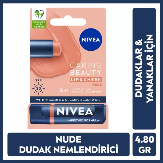 NIVEA, Renkli, spf30, Nemlendirici, Dudak ve Yanak, Bakım Kremi -  Nude (4.8 gr)