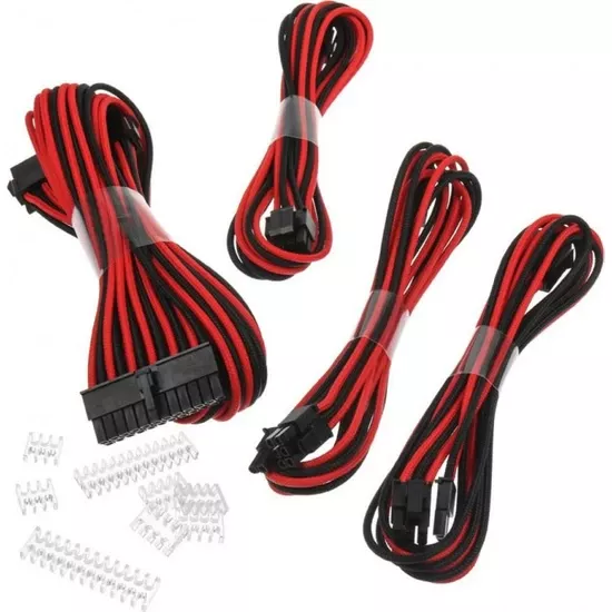Phanteks, Gaming Oyuncu Bilgisayar, Extension Kablo Kiti_24P/8P/8V/8V, 500mm Length - Kırmızı/Siyah