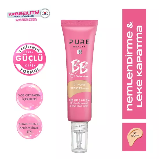 Pure Beauty, BB Krem, SPF50, PA++++, Ivory - 30 ml  (Yeni Ürün 4+)