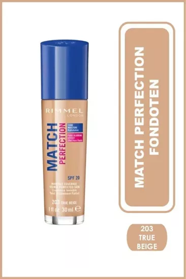 Rimmel London, Match & Perfection Fondöten - 203 True Beige