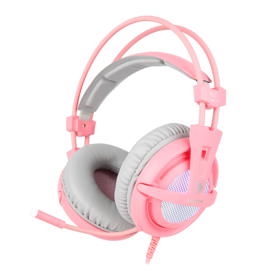 SADES A6 Mikrofonlu Kablolu Sanal 7.1 PC Gaming Oyuncu Kulaklığı (Online Selling Version) - Pembe