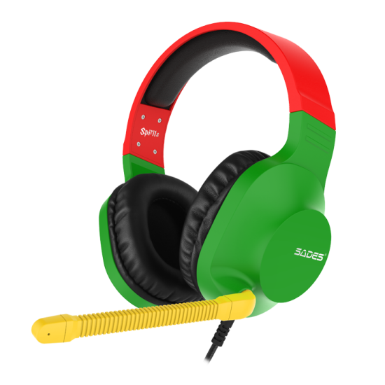 SADES SA-721 Spirits Mikrofonlu Kablolu Çok Platformlu Gaming Oyuncu Kulaklığı - Rasta (Yeşil/Kırmız/Sarı)
