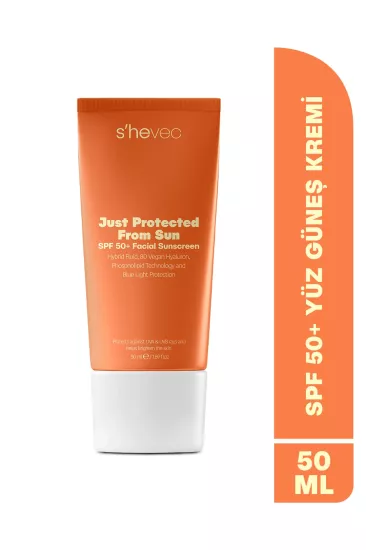 She Vec, JUST PROTECTED FROM SUN - SPF50+ Leke Karşıtı, Yüksek Korumalı Güneş Kremi, Tüm Cilt Tipleri - 50 ml