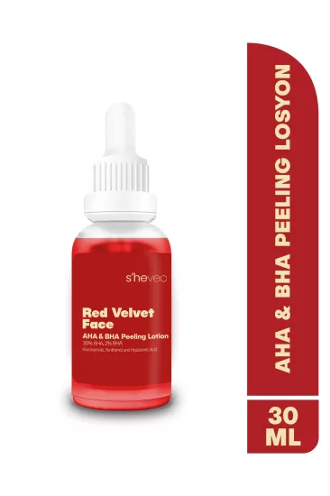 She Vec, Red Velvet Face, AHA %30 & BHA %2, Cilt Tonu Eşitleyici, Arındırıcı, Kırmızı Peeling, Serum - 30 ml
