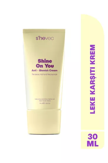 She Vec, SHINE ON YOU, Azelaik Asit, Hassas Ciltler İçin, Akne ve Leke Karşıtı, Bariyer Koruyucu Krem - 30 ml