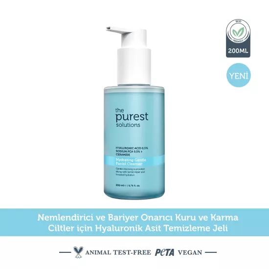 The Purest Solutions, Kuru ve Karma Ciltler için, Nemlendirici ve Bariyer Onarıcı, Temizleme Jeli - 200 ml