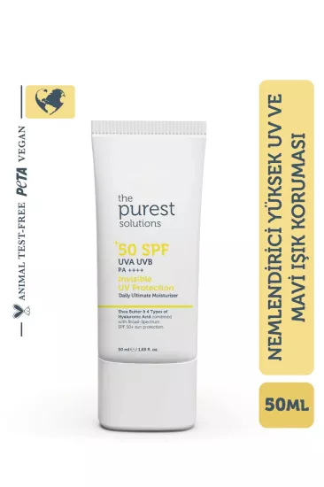 The Purest Solutions, Yüksek Koruma ve Nemlendirici Etkili, Güneş Koruyucu Krem SPF 50 - 50 ml 