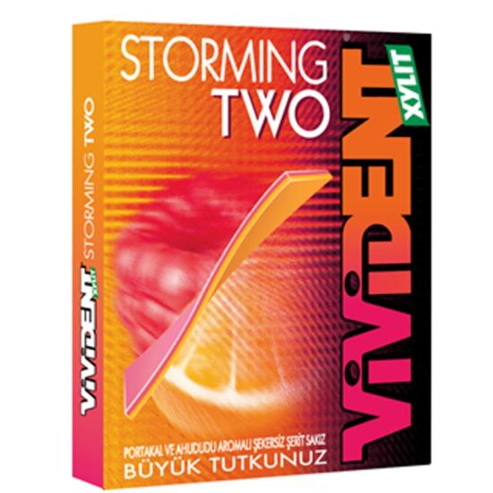 Vivident Storming, Ahududu Aromalı, Şekersiz-Tatlandırıcılı, Şerit Sakız - 33g