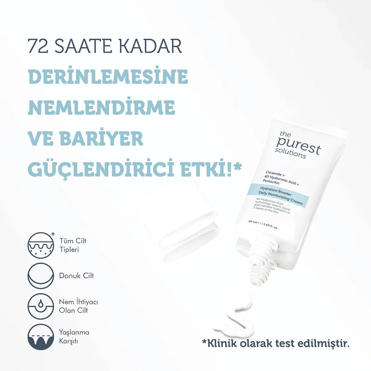 The Purest Solutions, 24 Saat Etkili, Günlük Yoğun Nemlendirici, Bakım Kremi - 50 ml