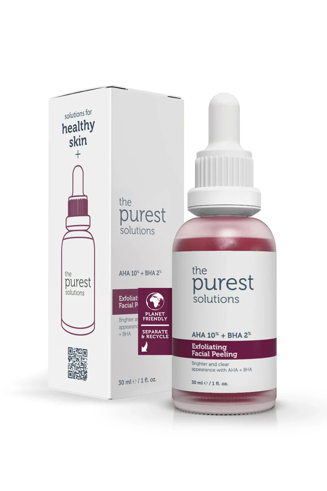 The Purest Solutions, AHA & BHA, Canlandırıcı ve Cilt Tonu Eşitleyici, Kırmızı Peeling Cilt Serumu - 30 ml